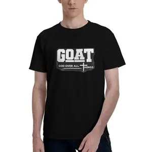 GOAT ("God Over All") graphic T-shirt for men, 100% pure cotton, loose street-style short sleeves-trendy Christian casual top, best-selling faith urban fashion style., Shortsleeve, Menswear, Tshirt, Round Neck tiktokshopspringglowup,summervibes