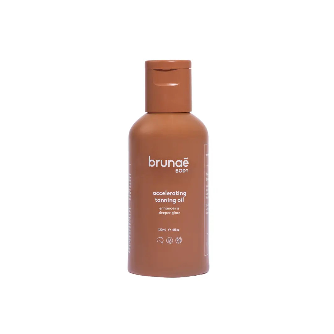 Brunae Body Accelerating Tanning Oil for Faster Tanning | Dark Tanning Oil | Tan Booster with Carrot Oil | Non-Greasy Formula | Made in Australia | 4 Fl Oz | Natural Tanning Oil | Tanning Oil