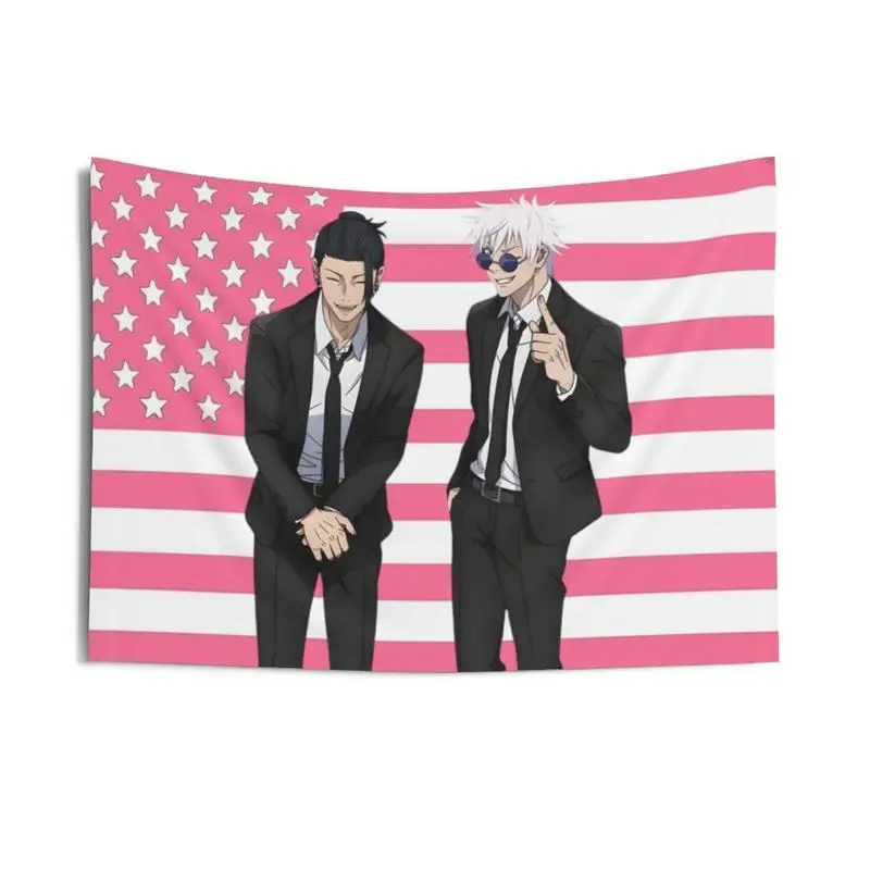 Anime Decor Gojo Satoru x Getou Suguru Printed Light-Colored Polyester Tapestry, Rectangular Single-Sided Hangable Indoor-Outdoors Room Art, Hand-Washable Long-Lasting Home Decor