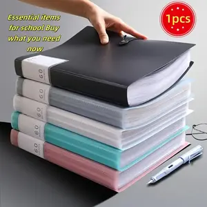 A4 File Folder with 60 PP Plastic Bags, High Transparency Durable Office School Home Organizer, Lightweight Portable Professional Look Smooth Texture
