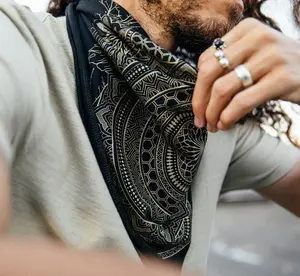 Poppy Sunrise Cotton Bandana | Screen Printed