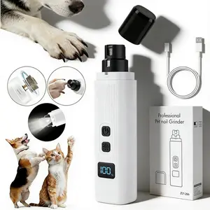 Abs Pet Electric Nail Grinder, Adjustable Speed Rechargeable LED Light Cat Dog Nail Trimmer, Paw Trimmer, Battery Operated Animal Grooming Tool