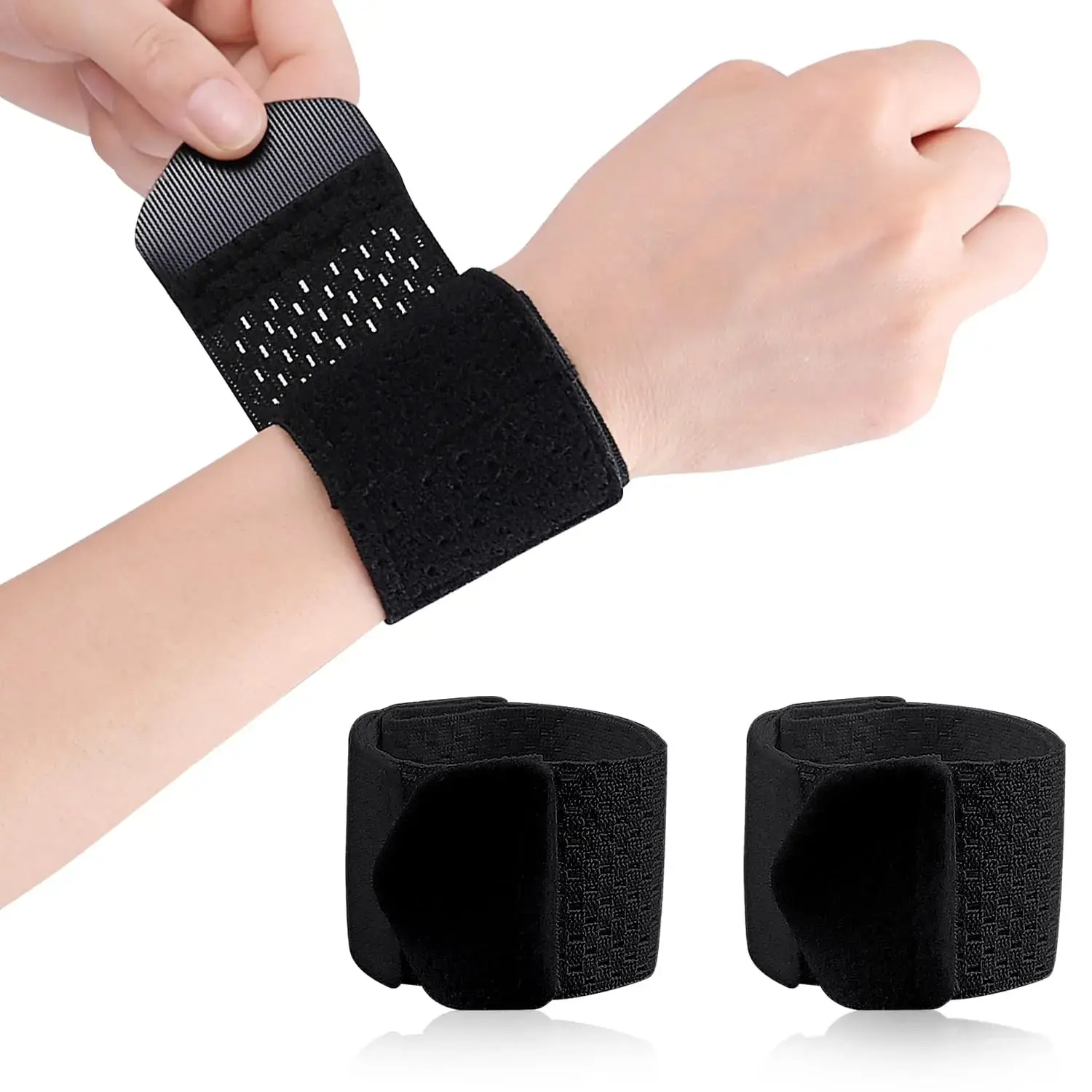 Adjustable Breathable Wrist Compression Brace | Lightweight Wrist Support Wrap for Carpal Tunnel, Tendonitis, Arthritis Pain Relief | Non-Slip Wrist Strap for Gym, Sports, Work & Daily Use | One Size Fits All Wrist Band for Men & Women