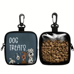 Portable Polyester Dog Treat Pouch with Zipper Closure | Ideal for Outdoor Activities and Walks, Colorful Design, Single-Sided Printing, Transparent Side, Essential Dog Walking Accessory | Vibrant and Durable Zipper Seal