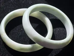 Set of 2 Jade Bangles Chinese Style Green Natural Stone Jade Bangle Bracelets Stone Jewelry For Women Man Best Gift in a Gift Packaging Box