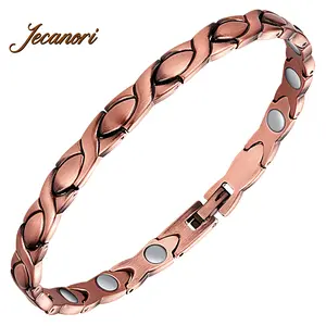 Jecanori Copper Bracelets for Women, 99.99% Pure Copper Magnetic Bracelets with Effective Neodymium Magnets, Adjustable Jewelry Gift with Sizing Tool