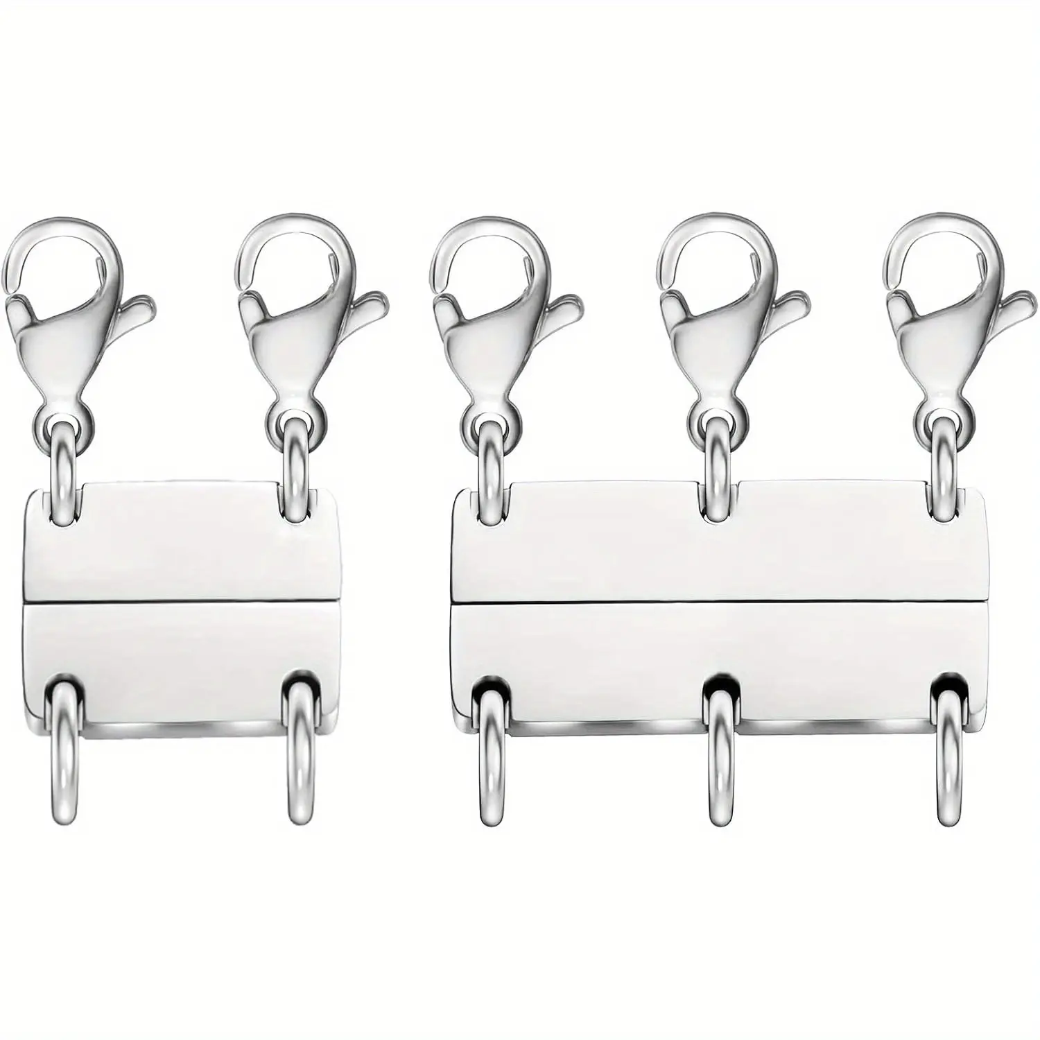 Silver 3-Strand Necklace Separator, Lightweight Strong Magnetic Layering Clasp, No-Fade Alloy Jewelry Making Accessory, Easy to Use, Keeps Chains Tangle-Free, Hypoallergenic Lead and Cadmium-Free, Ideal for Stackable Bracelets, Layered Wear, Great Gift, F