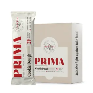(NEW) PRIMA Ancestral Protein Bar – Cookie Dough (7 Pack) | 21g Grass-Fed Whey Protein, 100% Real Ingredient Snack with Grass-Fed Tallow & Organic Raw Honey | Seed Oil Free, Gluten-Free, Low Carb Clean Energy Bar