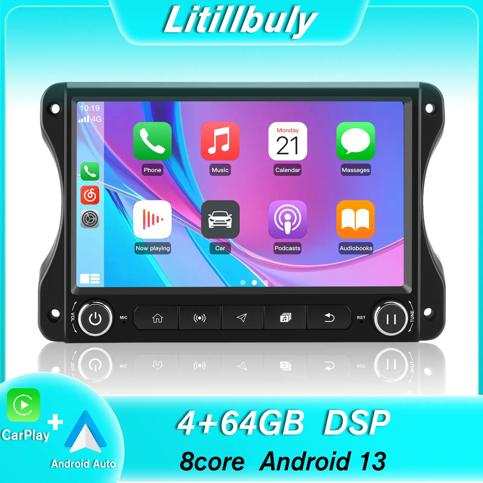 Car Stereo for Jeep Wrangler JL 2018-2022 & Jeep Gladiator 2020-2022 touch screen has Android Auto Wireless Carplay, Bluetooth WIFI supports GPS Navigation