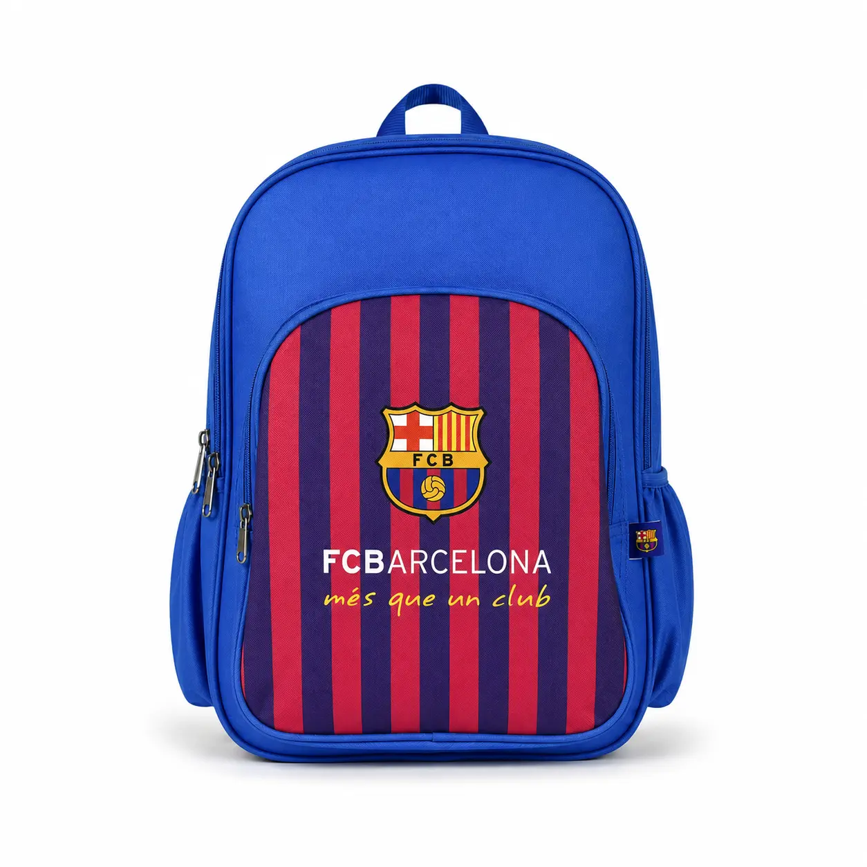 Maccabi Art Official FC Barcelona Multi-Compartment Backpack, Blue and Red Soccer Fan Bag with 3 Zip Compartments, Dual Side Pockets and Adjustable Shoulder Straps for School and Daily Use