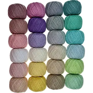 Mercerized Pearl Cotton Thread Size 8 Crochet Needlework Embroidery Threads Ball (24, 24balls01)