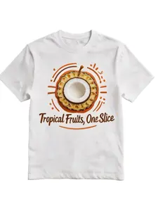 Tropical Fruit Print T-Shirt, Creative Pineapple Coconut Dry Fruit Casual Short Sleeve, Fashion Summer Fruit Lover Top, Perfect Gift for Snack Lovers
