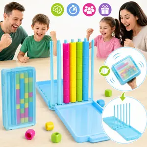 Portable Foldable Column Drop Block Strategy Board Game, Colorful Stacking Tower Falling Block Puzzle Game with Storage Box, Family Interactive Educational Logic Toy, Kids Party Favor Classroom Game Birthday Gift for Boys Girls