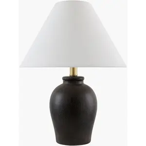 Charcoal Traditional Table Lamp with global details for bedside or console tables