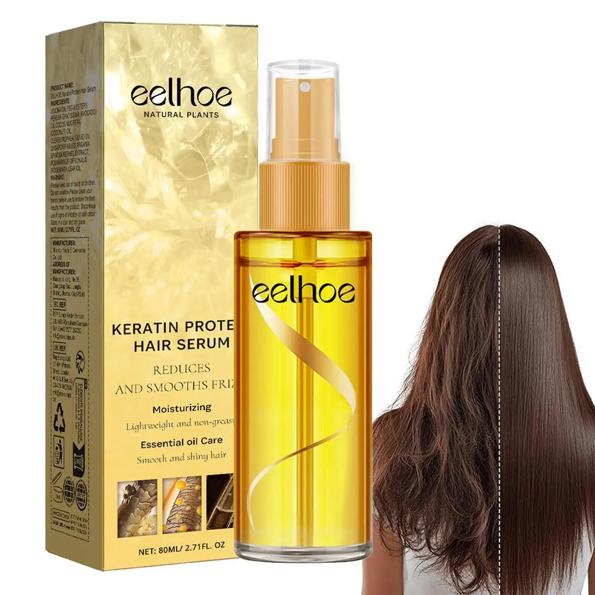 Keratin Hair Repair Spray - Smooths Frizz & Detangles | Daily Moisturizing Mist for Hair Growth & Styling | Suitable  for Dry Hair, Curly Hair