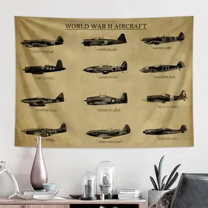 1pc Fighter Pattern Wall Hanging Tapestry - Retro Wall Decoration Poster, an excellent gift for history enthusiasts and aviation fans, suitable for living rooms, bedrooms, and dormitories, Home Bedroom Decor