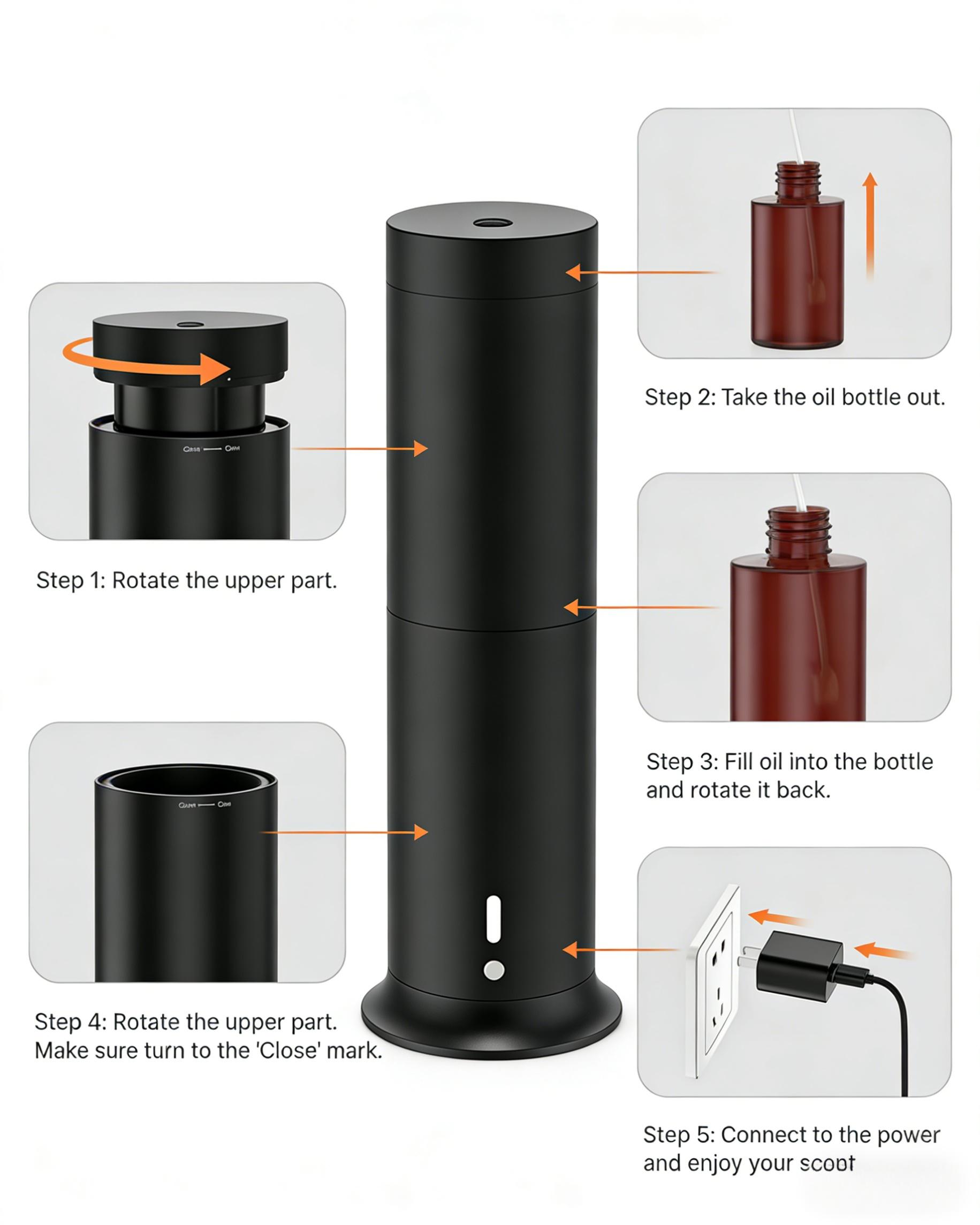 Wireless Essential Oil Diffuser 1000 Sq Ft Coverage 8H Battery USB Charging Auto Off Timer Compact Portable for Travel or Desk with Remote Control and Eco Friendly Build