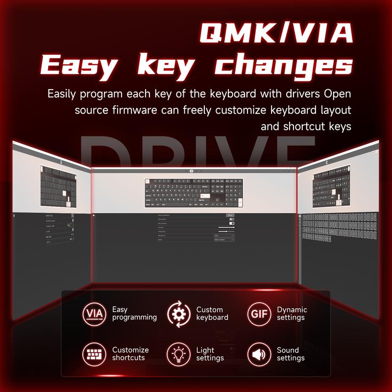 Ajazz AK35I V4 QMK Full-Size Wireless Ergonomic Mechanical Gaming Keyboard with Rotary Knob and Smart Screen Numeric Keypad. The perfect choice for both gaming and office use. Cream-colored keyboard. Christmas gift.