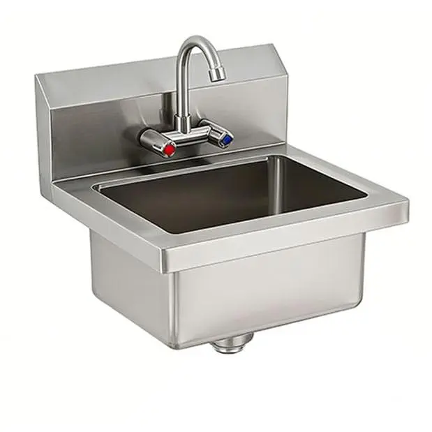 Commercial Stainless Steel Hand Wash Sink, Small Wall Mount or Drop-In Basin with Swivel Faucet, Backsplash and Drain Kit Included, Ideal for Restaurant, Bar, Kitchen, Garage