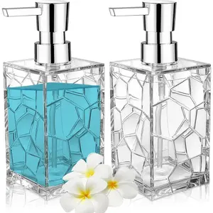 2 pack clear Rust Proof soap dispenser, acrylic plastic hand soap Lotion dispenser set for bathroom & Kitchen