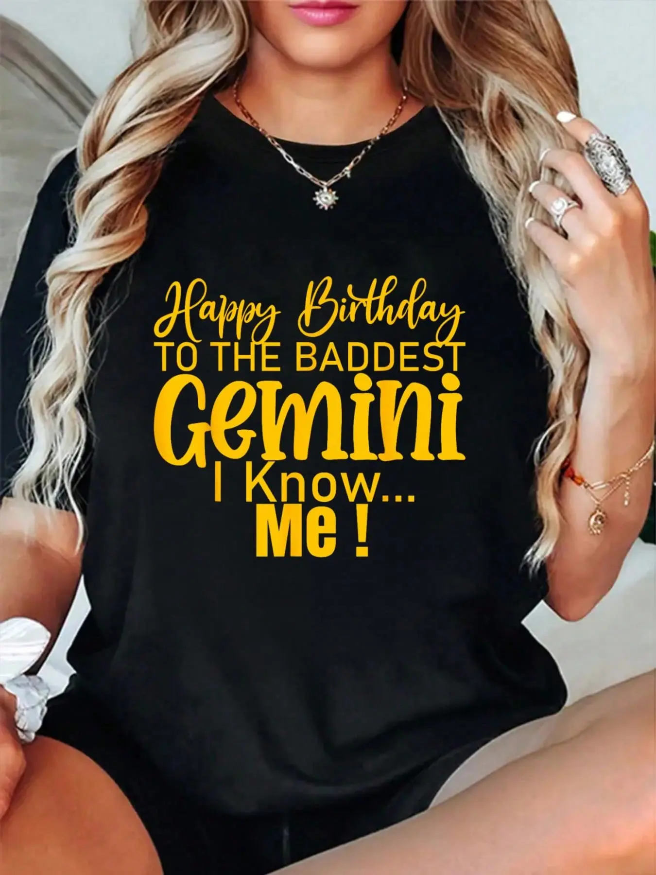 Happy Birthday To The Baddest Gemini I Know Me T-Shirt Summer Outfits For Women T Shirts Women Graphic Tees Women