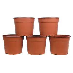 Poppelmann TO219245P 8 in. Plastic Round Pot - Terracotta - Pack of 5