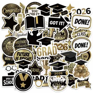 Graduation Party Sticker Set Waterproof Decoration Material, 50 Unique Cartoon Designs, Perfect for Graduation Season Celebrations