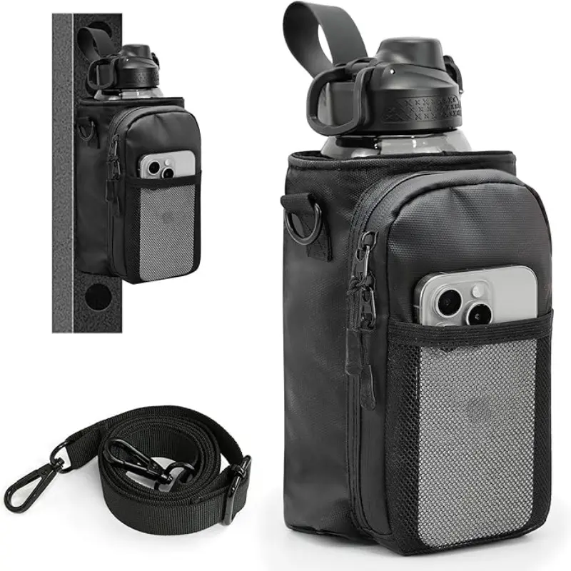Magnetic Gym Bag for Men, Magnetic Gym Water Bottle Bag, Water Bottle Holder with Phone Pockets, Powerful Magnet Gym Pouch, Magnet Crossbody Bags, Gym Accessories for Women, Water Bottle Carrier