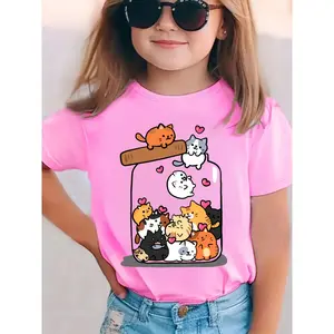 Fashion Short-Sleeve T-Shirt Girls with a Print, Casual Top NYDX4432