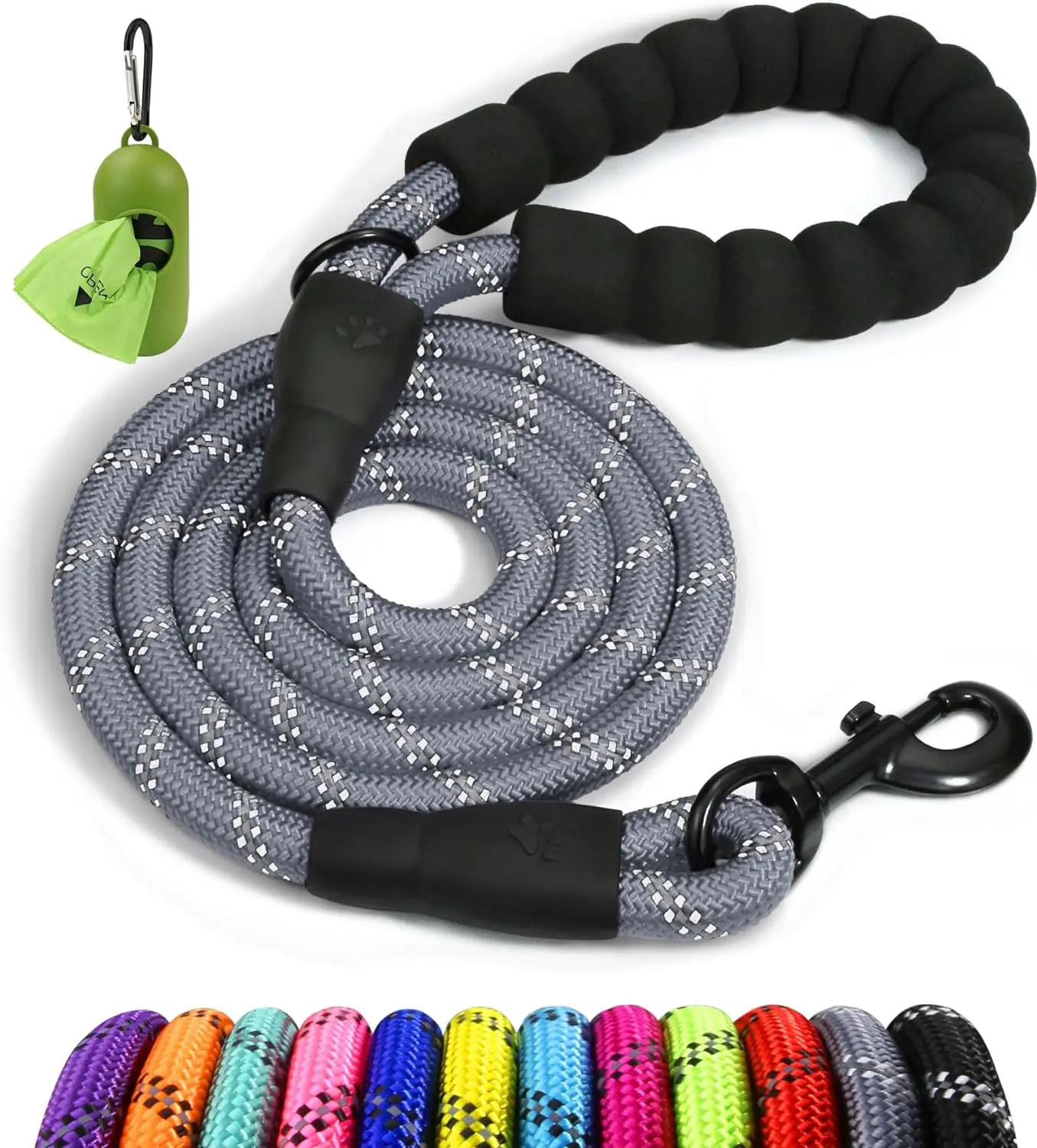 Taglory Rope Dog Leash 5 FT with Comfortable Padded Handle, Highly  Reflective Threads Leash for Small Dogs, 3/8 Inch, Grey - TikTok Shop
