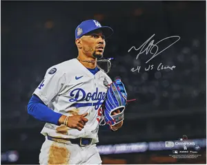 Mookie Betts Los Angeles Dodgers Autographed 2024 MLB World Series Champions 16" x 20" Photograph with "24 WS Champ" Inscription - Fanatics Authentic Certified