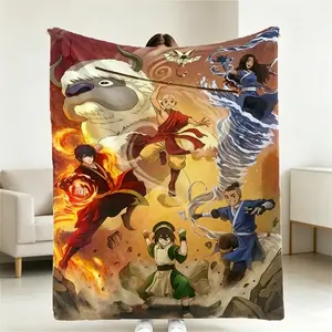 "Avatar: The Last Airbender"Elemental Fantasy Flannel Plush Blanket, Colorful Digital Print Soft Cozy Throw for Bed Sofa Travel Camping, Lightweight Warm Gift for Fans