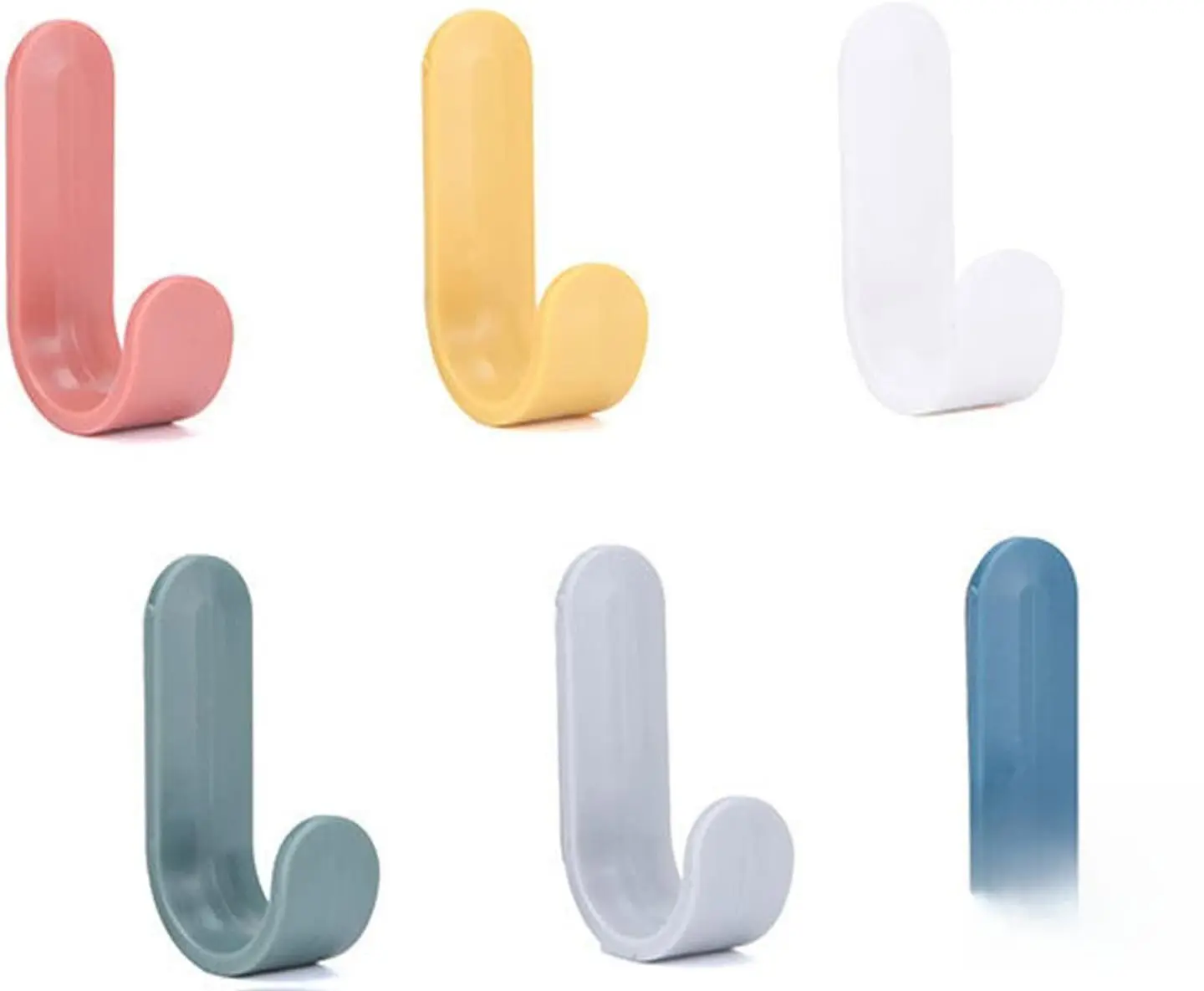 6-Piece ABS Utility Hooks, Sturdy Compact Nordic Smooth Waterproof Adhesive Wall Hangers, 2.36*1.25 Inch Load-Bearing Home Improvement Fasteners for Keys, Towels, Bathroom & Kitchen Use