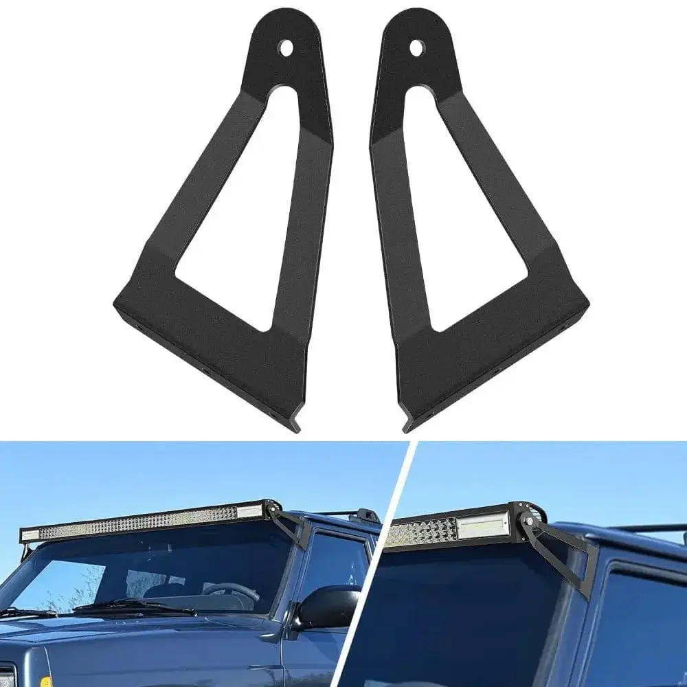 Nilight 50-Inch Curved Car Lights Light Bar Pair Pack, Rivet-Install Metal Brackets with Secure Fixation, Upper Windshield Roof Mount for 1984-2001 Jeep Cherokee XJ & 1986-1992 Comanche MJ