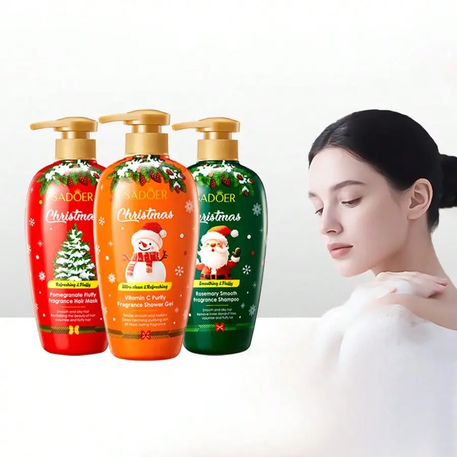 Christmas Fragrance Shower Gel - Pomegranate, Vitamin C, Rosemary - Moisturizing & Nourishing - Perfect for Holiday Gifts