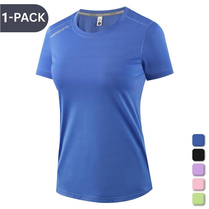 Women’s summer quick-dry sports T-shirt, high-stretch short-sleeve quick-dry top for yoga, fitness, and everyday wear; versatile athletic shirt made from a smooth, non-abrasive quick-dry fabric with reflective shoulder details; suitable for running, yoga,