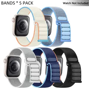 Nylon Velcro Sport Loop Apple Watch Band, Lightweight Replacement Strap Compatible with Series 9/8/7/6/5/4/3/2/1/SE/Ultra 2, Comfortable Durable Band for Everyday & Spring Wear