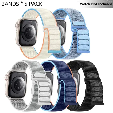 Nylon Velcro Sport Loop Watch Band Compatible with Apple Watch, Lightweight Replacement Strap Compatible with Series 9/8/7/6/5/4/3/2/1/SE/Ultra 2, Comfortable Durable Band for Everyday & Spring Wear