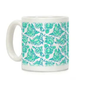 [Sale Up to 50% ] Floral Penis Teal Coffee Mug,  11 oz or 15 oz Ceramic Drinkware with Large Handles, Printed in the USA
