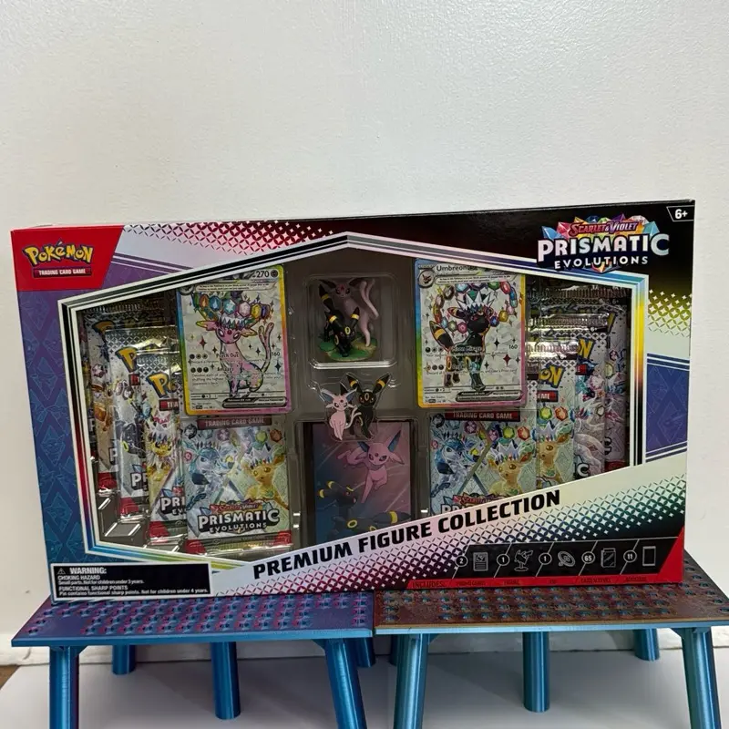 Prismatic Evolution Premium Figure Collection 11 Packs Card Sleeves 2 Promos Espeon Umbreon Figure Pokemon Trading Card Game *LIVE RIP ONLY*
