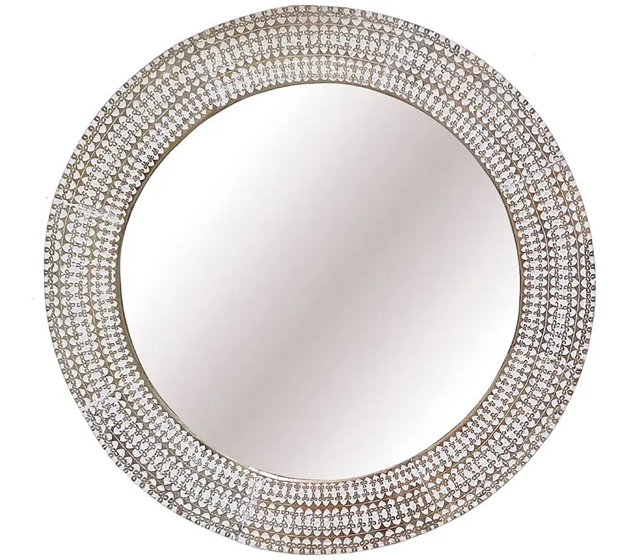 36" Round Whitewash Mirror by Valerie