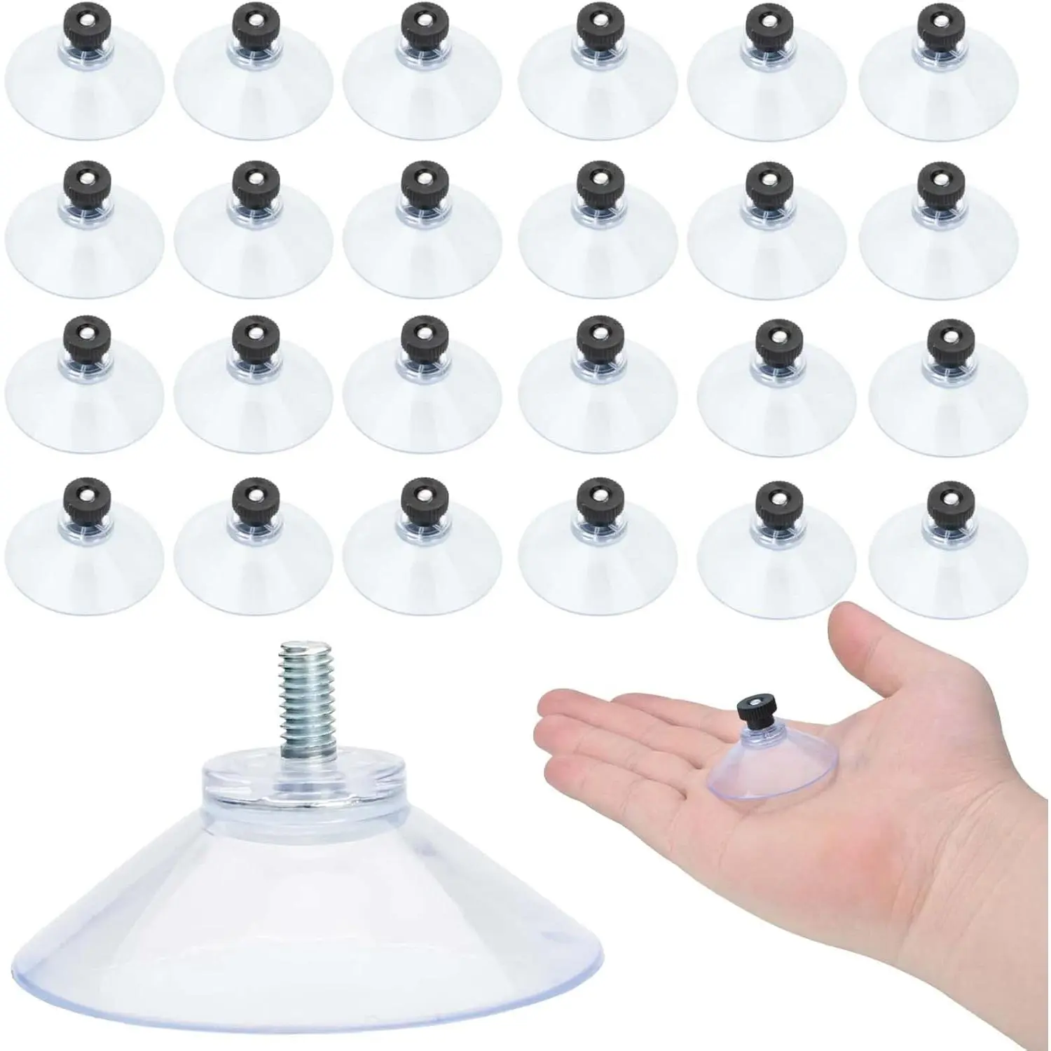 Suction Cup 40 mm Glass Suction Pads Clear PVC Sucker Pads Suction Holder Without Hooks for Bathroom Wall Door Glass Window  Shade (Black, 24 count)
