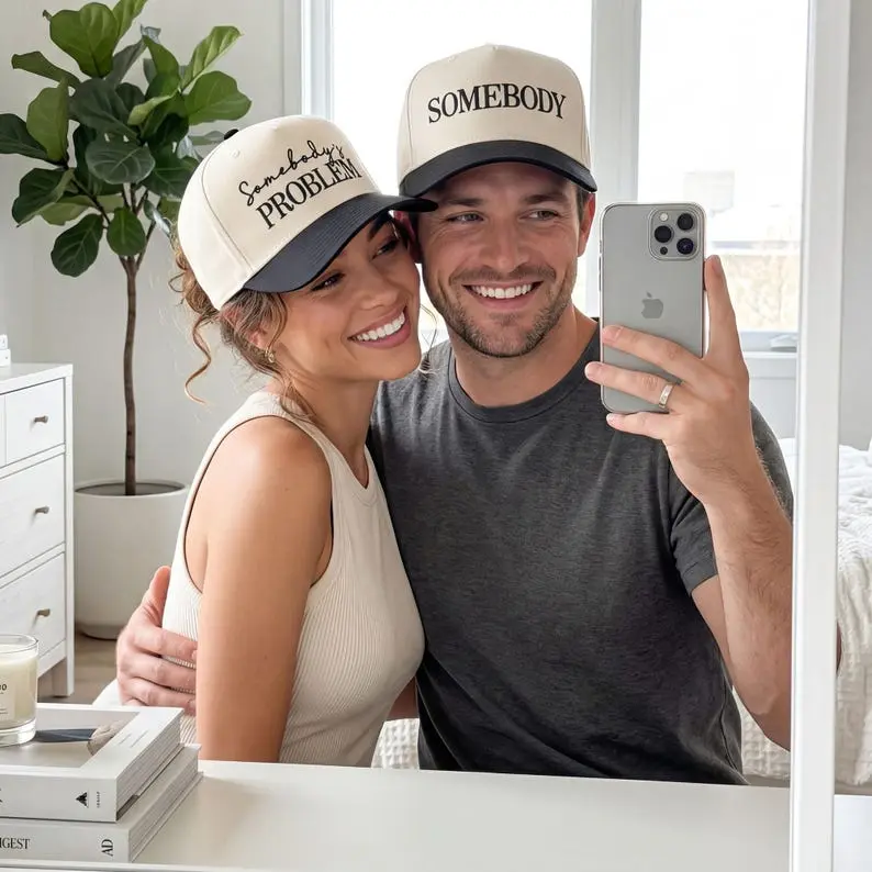 Somebody's Problem Hat | Two Tone Snapback Cap | Funny Couple Matching Gift