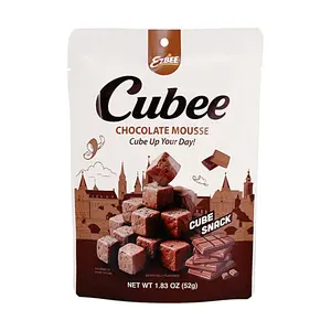 EZBEE Cubee Korean Chocolate Mousse Mini Square Crisps 52g - Authentic Korean Snack, Rich Chocolate Flavor, Perfect Bite-Sized Treat
