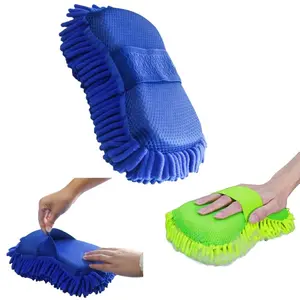 Soft Chenille Car Motorcycle Cleaning Sponge Brush, High Absorbency Plush Sponge, Powerful Stain Removal, Ideal Daily Vehicle Detailing Tool