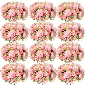 12 Bundles Peonies Artificial Flowers Artificial Peonies Flowers Faux Peony Fake Peony Hydrangea Bouquet for Wedding Table Centerpiece Floral Vase Decor
