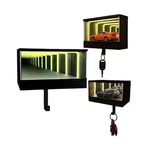 Infinity Garage Keychain Hanger, Keypit Garage Key Holder, Race Car Key Holder Wall Mount with LED, Car Keys Display, Tiny Glowing Garages, Effortless Wall Mount Organizer for Entryway