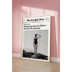 Trendy Wall Art, New York News Print, Newspaper Poster, Magazine Headline, Vintage Bar Cart, Girly It Girl Dorm Retro  Printable Wall Art