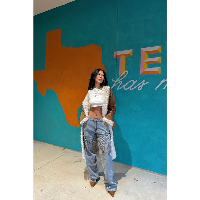 Let's Ride Western Boot Convertible Straight Leg Jeans - Light Wash