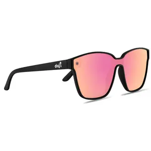 doJi Shades, Utopia Collection, Orange Beach - Oversized, Cat-Eye Lens, Polarized, UV400 Protection, Scratch Resistant, Classic Rectangle, Durable Matte Black Frame